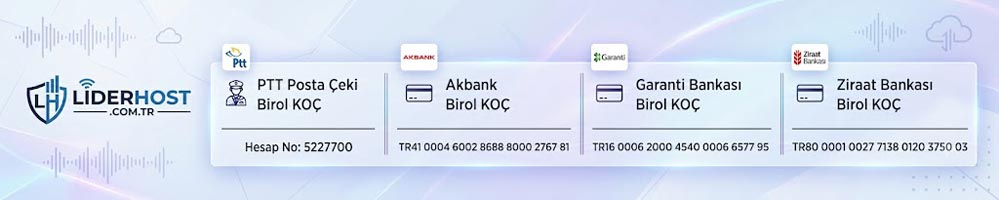 LiderHost Banka Hesap Numaralarımız